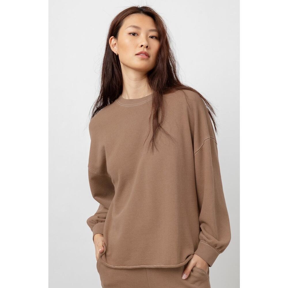 Rails Reeves Toffee Lounge Oversized Crewneck Sweatshirt Size L - Picture 2 of 11